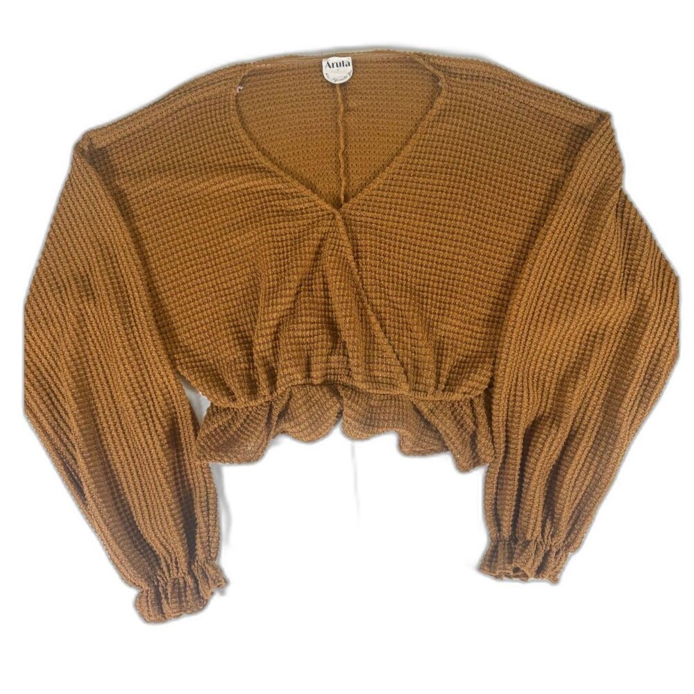 Arula Rust Waffle Long Sleeve Shirt Size M/L